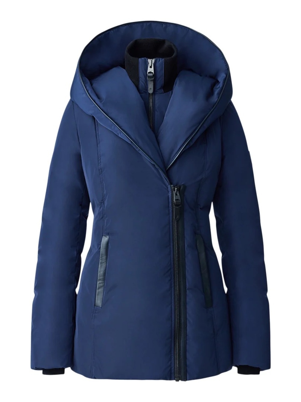 Mackage Navy Adali Down Coat with Signature Collar Hooded Puffer